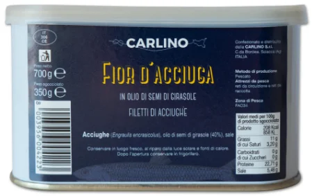 Filets d’Anchois Huile Tournesol Boîte Fer (700 g x 12) Carlino