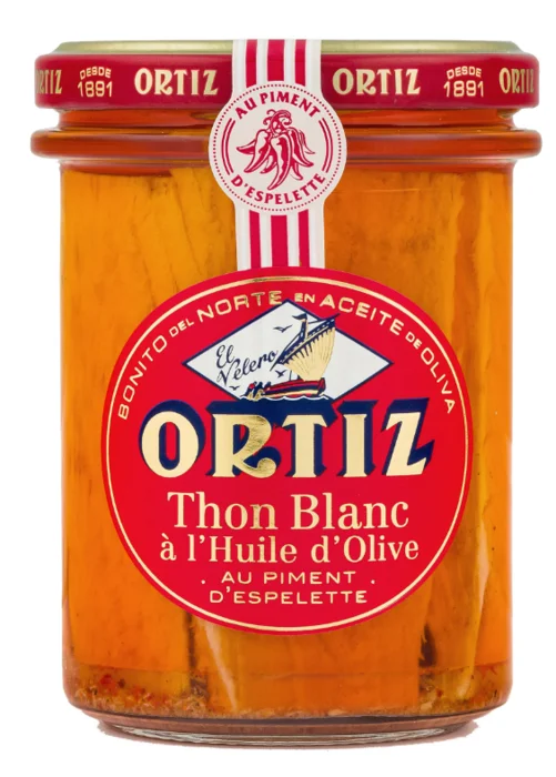 Filets de Thon Piments d’Espelette huile d’olive bocal (220g x 12)