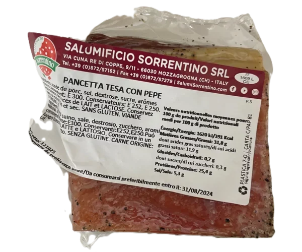 Pancetta Tesa Poivre S,V, Tranchée (350 g x 12) Sorrentino