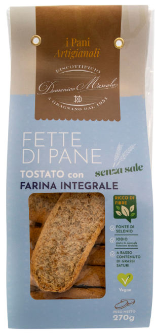 FETTE DI PANE INTEGRALE (Pain complet grillé) 270GX18 - MASCOLO